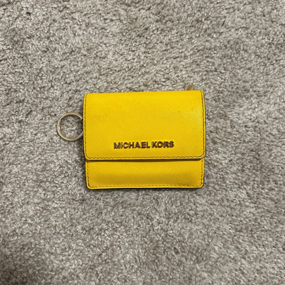 Michael Kors Yellow Card Holder with Gold Zipper